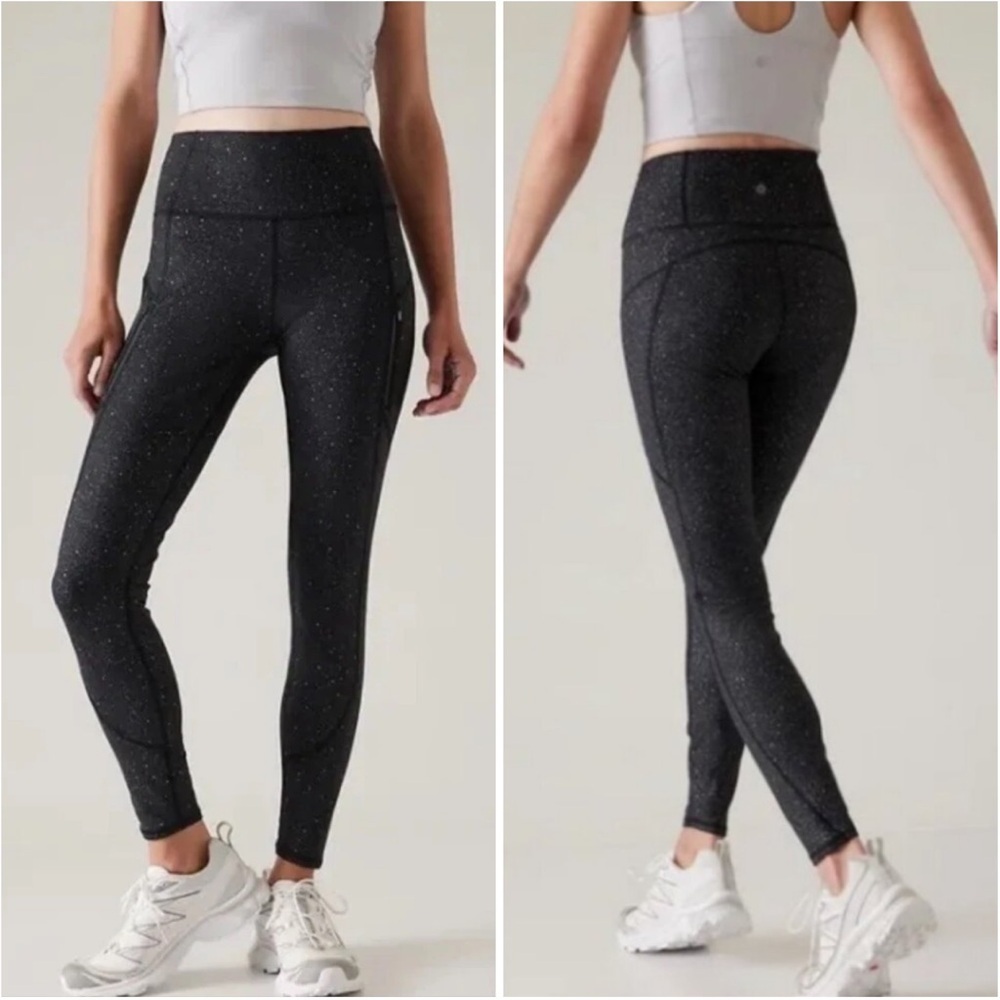 Athleta Rainier Reflective Tight Black Cosmos Size Small